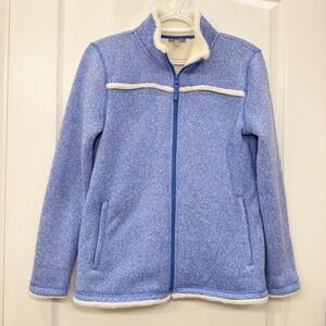 T by Talbots Blue Marled Full Zip Faux Fur Lined Jacket Petite Small SP